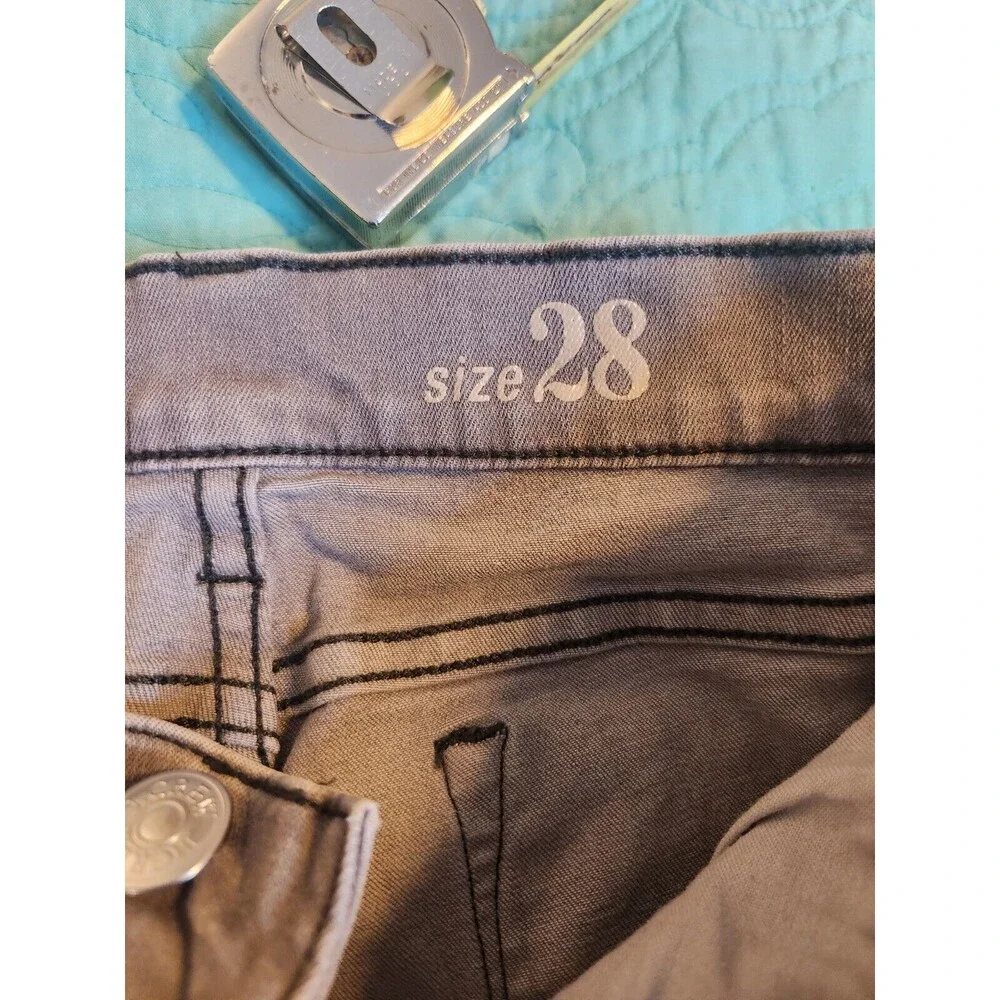 J.Crew Jeans Womens 28  Toothpick Gray Tapered Stretch Mid‎ Rise Distressed Hem